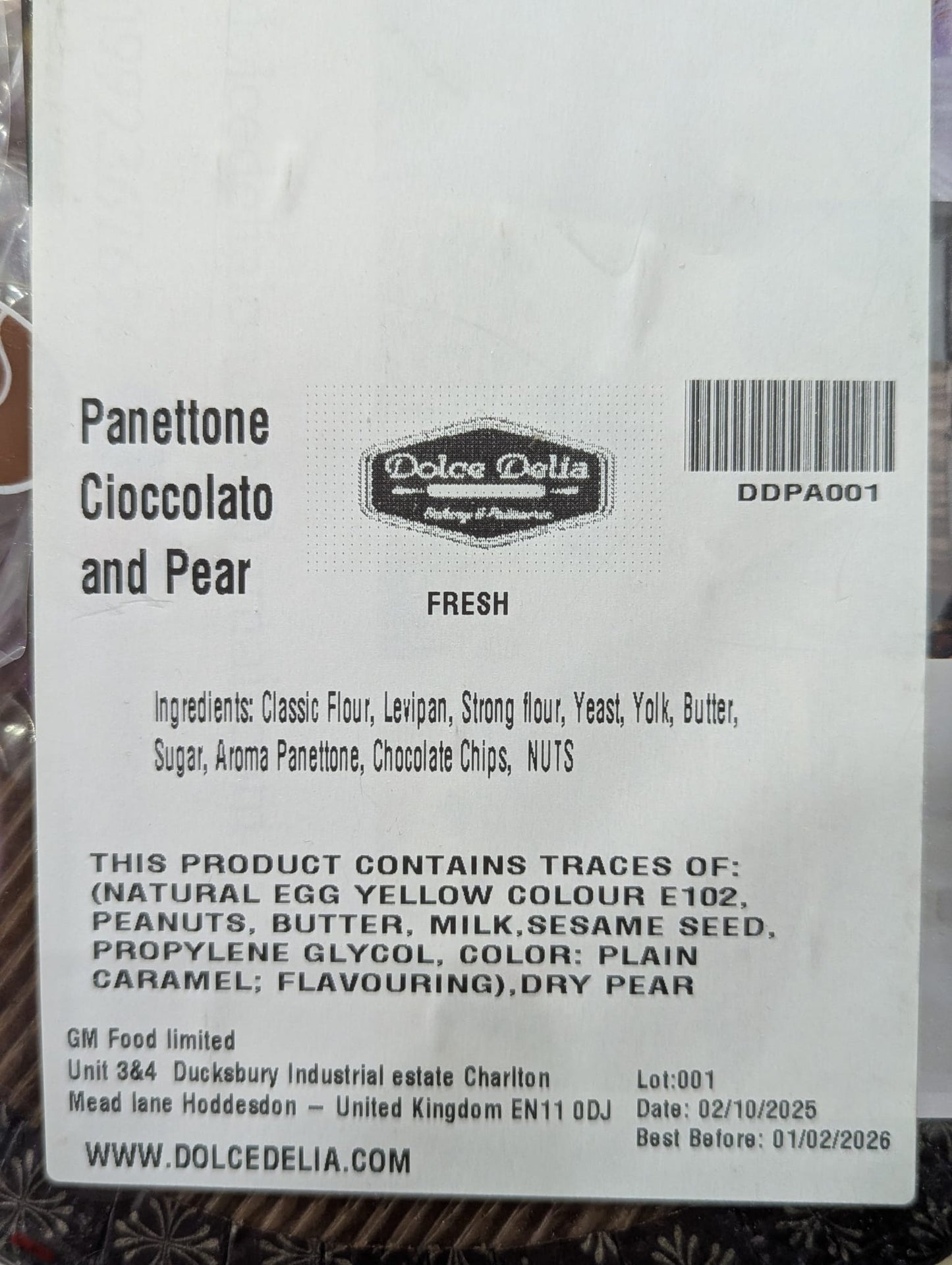 Artisanal Panettone Chocolate & Pear