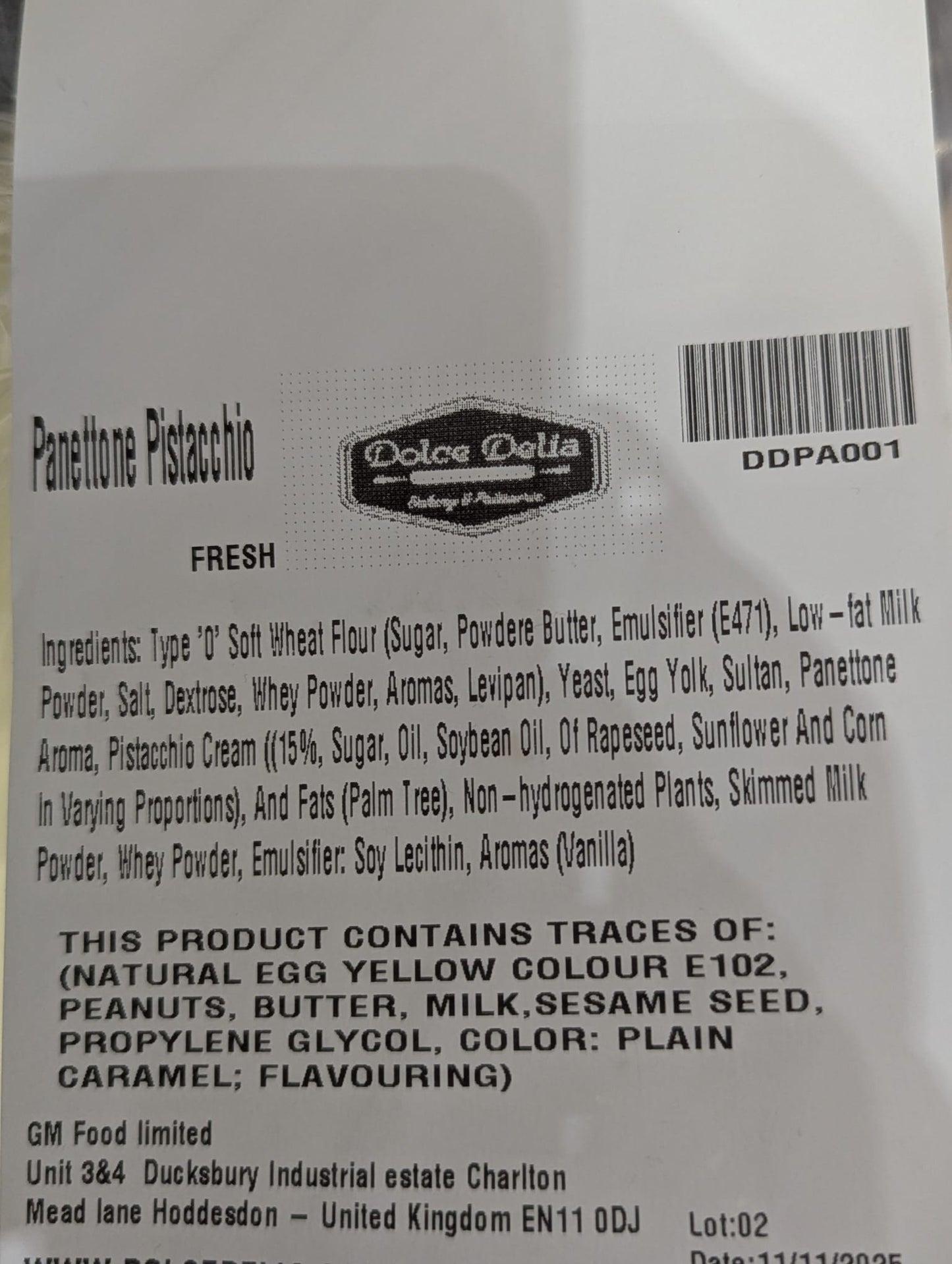 Artisanal Panettone Pistacchio